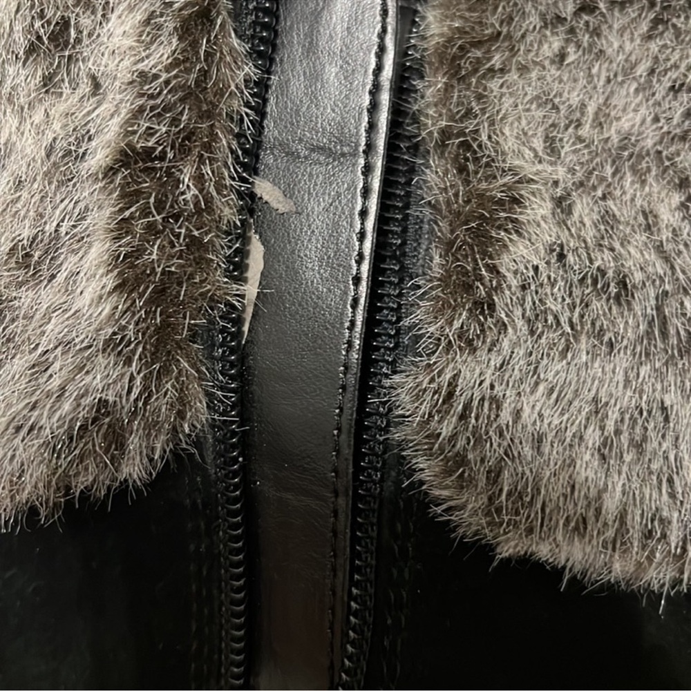Aerosoles Black Faux Fur Trim Wedge Boots - Picture 7 of 8